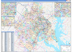 Washington-Arlington-Alexandria Metro Area Wall Map Color Cast Style 2026